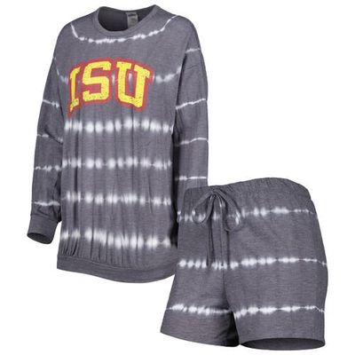 Women's Gameday Couture Gray Iowa State Cyclones All About Stripes Tri-Blend Long Sleeve T-Shirt & Shorts Set