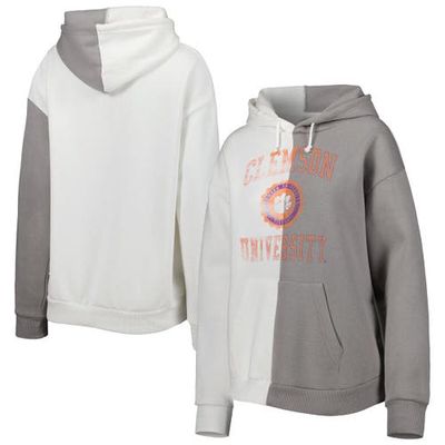 Women's Gameday Couture Gray/White Clemson Tigers Split Pullover Hoodie