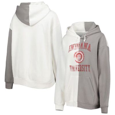 Women's Gameday Couture Gray/White Indiana Hoosiers Split Pullover Hoodie