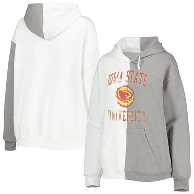 Women's Gameday Couture Gray/White Iowa State Cyclones Split Pullover Hoodie