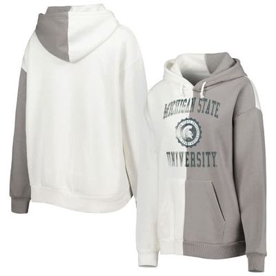 Women's Gameday Couture Gray/White Michigan State Spartans Split Pullover Hoodie