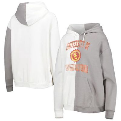 Women's Gameday Couture Gray/White USC Trojans Split Pullover Hoodie