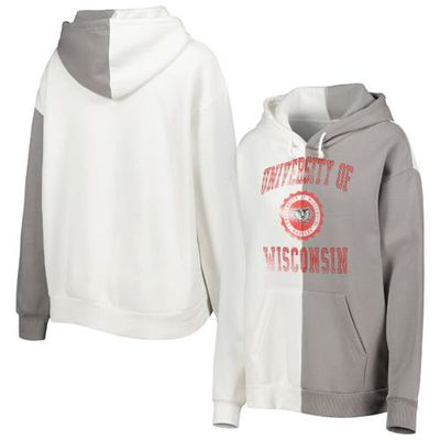 Women's Gameday Couture Gray/White Wisconsin Badgers Split Pullover Hoodie