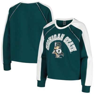 Women's Gameday Couture Green Michigan State Spartans Blindside Raglan Cropped Pullover Sweatshirt