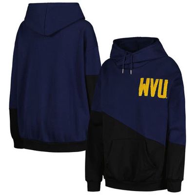 Women's Gameday Couture Navy/Black West Virginia Mountaineers Matchmaker Diagonal Cowl Pullover Hoodie