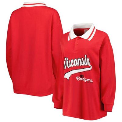 Women's Gameday Couture Red Wisconsin Badgers Happy Hour Long Sleeve Polo