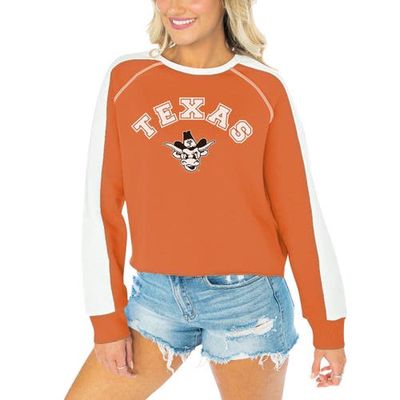 Women's Gameday Couture Texas Orange Texas Longhorns Blindside Raglan Cropped Pullover Sweatshirt in Burnt Orange