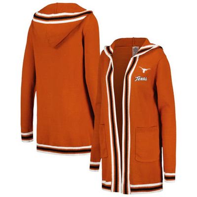 Women's Gameday Couture Texas Orange Texas Longhorns One More Round Tri-Blend Striped Hooded Cardigan Sweater in Burnt Orange
