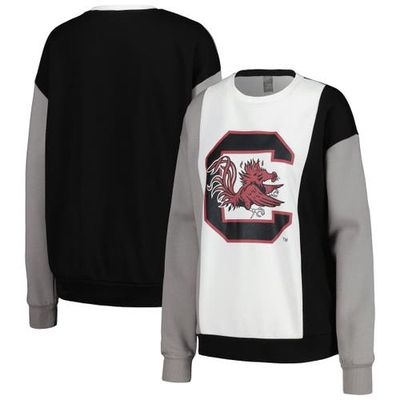 Women's Gameday Couture White/Black South Carolina Gamecocks Vertical Color-Block Pullover Sweatshirt