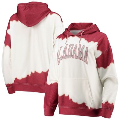 Women's Gameday Couture White/Crimson Alabama Crimson Tide For the Fun Double Dip-Dyed Pullover Hoodie