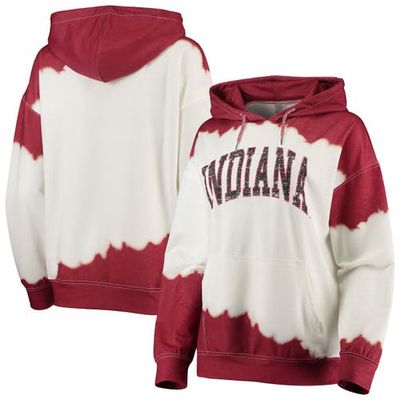 Women's Gameday Couture White/Crimson Indiana Hoosiers For the Fun Double Dip-Dyed Pullover Hoodie