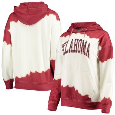 Women's Gameday Couture White/Crimson Oklahoma Sooners For the Fun Double Dip-Dyed Pullover Hoodie