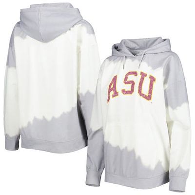 Women's Gameday Couture White/Gray Arizona State Sun Devils For the Fun Double Dip-Dyed Pullover Hoodie