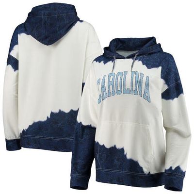 Women's Gameday Couture White/Navy North Carolina Tar Heels For the Fun Double Dip-Dyed Pullover Hoodie
