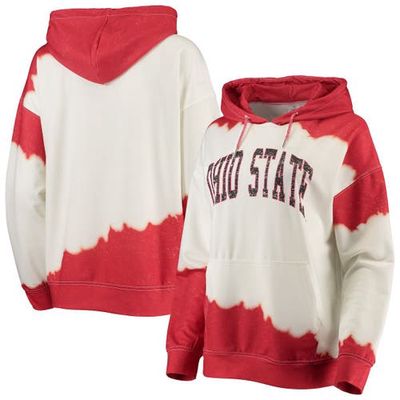 Women's Gameday Couture White/Scarlet Ohio State Buckeyes For the Fun Double Dip-Dyed Pullover Hoodie