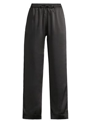 Women's Garcia Satin Straight-Leg Pants - Black Rich Satin - Size XS