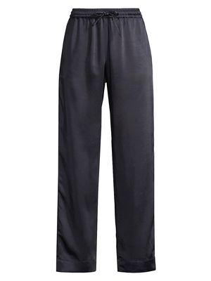 Women's Garcia Wide-Leg Satin Pants - Navy Rich Satin - Size XS