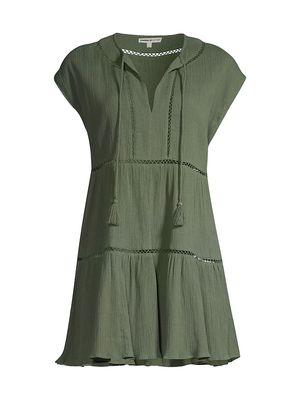 Women's Gari Cotton Tiered Lace Cover-Up - Olive - Size Medium