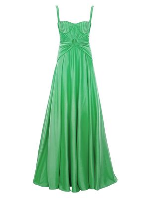 Women's Gathered Sleeveless Gown - Green - Size 10 - Green - Size 10