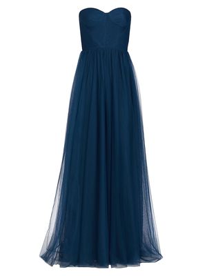 Women's Gelasia Tulle Sleeveless Gown - Deep Blue - Size 4