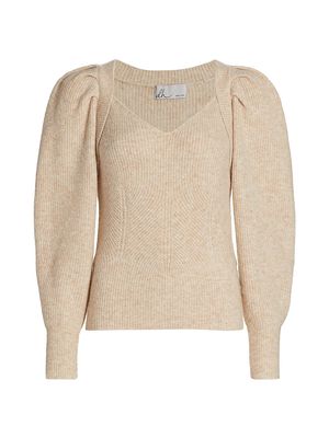 Women's Georgia Ribbed Puff-Sleeve Sweater - Chai - Size Beige - Chai - Size Beige