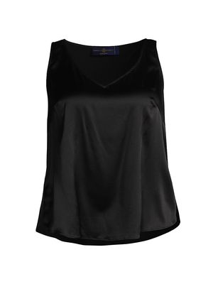 Women's Gia Silk V-Neck Top - Midnight Black - Size 12W - Midnight Black - Size 12W
