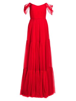 Women's Ginny Off-the-Shoulder Tulle Gown - Valiant Poppy - Size 18