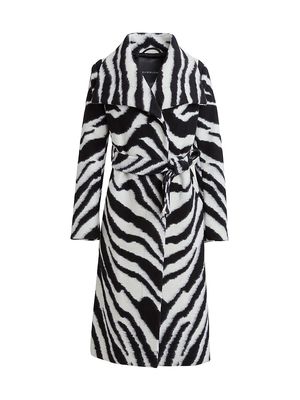 Women's Gisele Zebra Wool-Blend Maxi Coat - Zebra - Size XS
