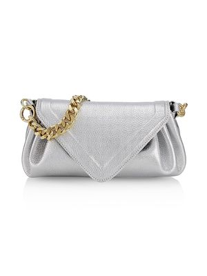 Women's Giulia Leather Triangle Pouch - Silver - Silver