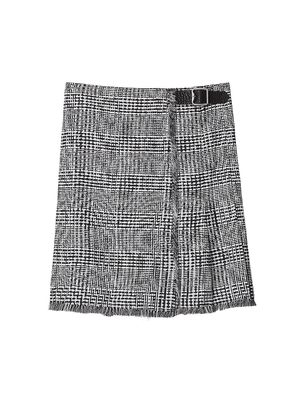 Women's Glen Check Wrap Miniskirt - Monochrome Pattern - Size 2