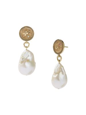 Women's Gloria Amulet 9K Gold, Sapphire & Pearl Drop Earrings - Gold - Gold