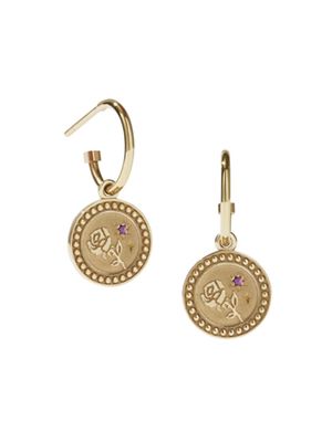 Women's Gloria Amulet Love 9K Gold-Plated & Sapphire Hoop Earrings - Sapphire