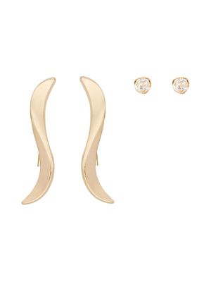 Women's Goldtone & Glass Crystal 2-Pair Earrings Set - Gold - Gold