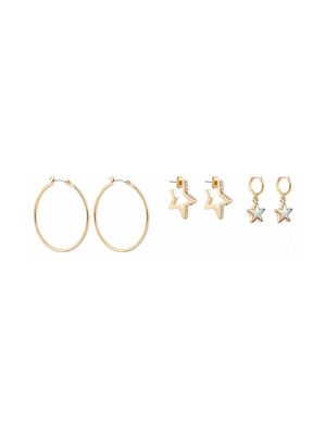 Women's Goldtone & Glass Crystal 3-Pair Earrings Set - Gold - Gold