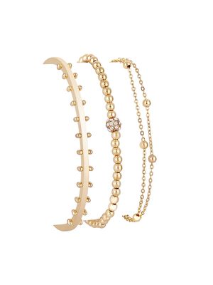 Women's Goldtone & Glass Crystal 3-Piece Bracelet Set - Gold - Gold