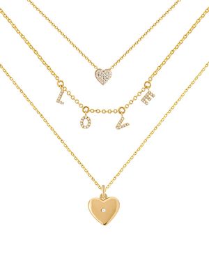 Women's Goldtone & Glass Crystal 3-Piece Layered Necklace Set - Gold