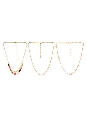 Women's Goldtone & Glass Crystal 3-Piece Stackable Necklace Set - Gold - Gold