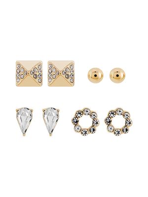 Women's Goldtone & Glass Crystal 4-Pair Stud Earring Set - Gold - Gold