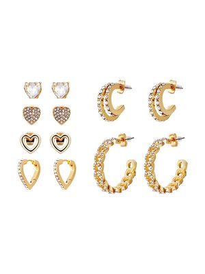 Women's Goldtone & Glass Crystal 6-Pair Earrings Set - Gold - Gold