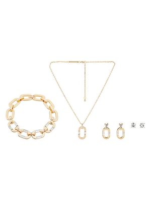 Women's Goldtone & Glass Crystal Bracelet, Necklace & Earrings Set - Gold - Gold