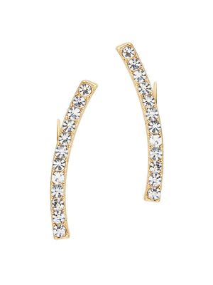 Women's Goldtone & Glass Crystal Curved Bar Ear Climbers - Gold