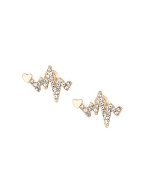 Women's Goldtone & Glass Crystal Heartbeat Stud Earrings - Gold - Gold