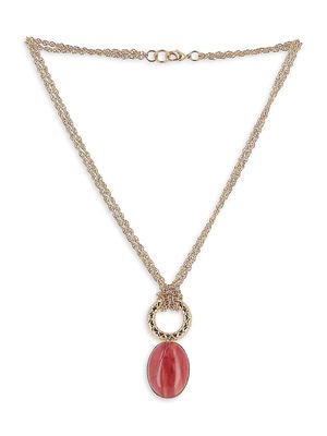 Women's Goldtone & Rhodonite Pendant Necklace - Red - Red