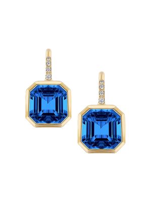 Women's Gossip 18K Yellow Gold, London Blue Topaz, & 0.09 TCW Diamond Drop Earrings - Blue - Blue