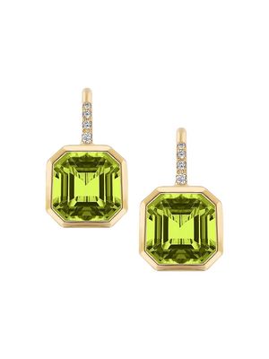 Women's Gossip 18K Yellow Gold, Peridot, & 0.08 TCW Diamond Drop Earrings - Peridot - Peridot