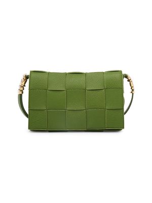 Women's Grainy Cassette Leather Shoulder Bag - Avocado Gold