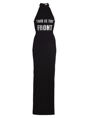 Women's Graphic Sleeveless Halter Maxi Dress - Black - Size 2 - Black - Size 2