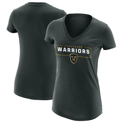 Women's Graphite Vancouver Warriors Primary Logo V-Neck T-Shirt