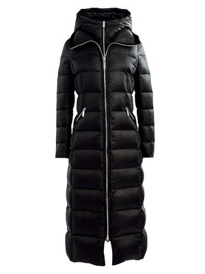 Women's Greta Long Down Coat - Black - Size XS