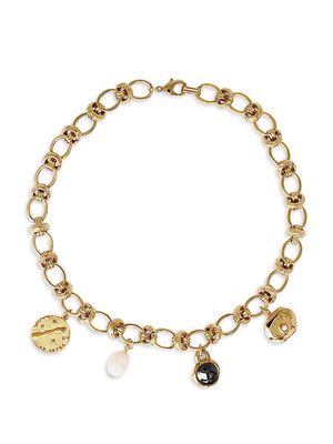 Women's Halo 18K-Gold-Plated & Multi-Stone Charm Necklace - Gold - Gold